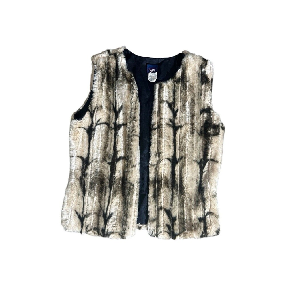 Vtg Y2k Wild Cat Animal Print Vest Womens Size M Soft Acrylic